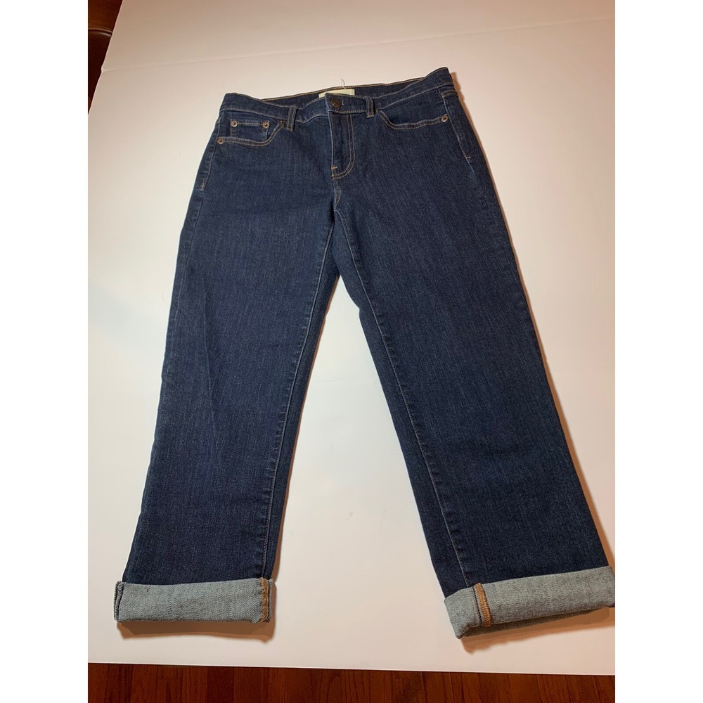 Gap 1969 Slim Crop Jeans Size 27 Blue Mid Rise Light Wash Stretch Denim Cuffed